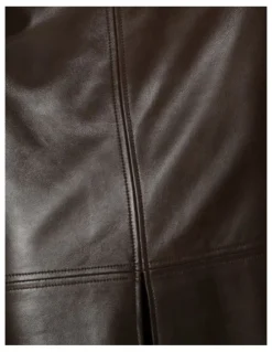 Belle & Bloom Understated Leather Pencil Skirt in Chocolate