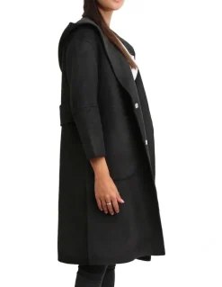 Belle & Bloom Walk This Way Black Wool Blend Oversized Coat