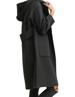 Belle & Bloom Walk This Way Black Wool Blend Oversized Coat