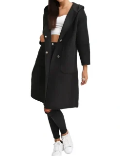Belle & Bloom Walk This Way Black Wool Blend Oversized Coat