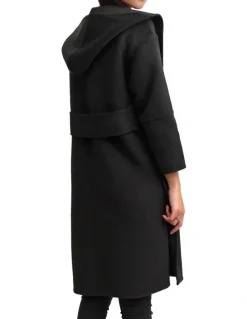 Belle & Bloom Walk This Way Black Wool Blend Oversized Coat