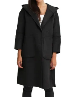 Belle & Bloom Walk This Way Black Wool Blend Oversized Coat