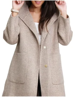 Belle & Bloom Walk This Way Wool Blend Beige Oversized Coat