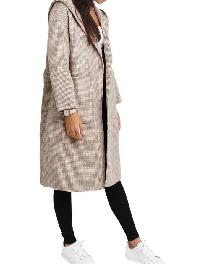 Belle & Bloom Walk This Way Wool Blend Beige Oversized Coat