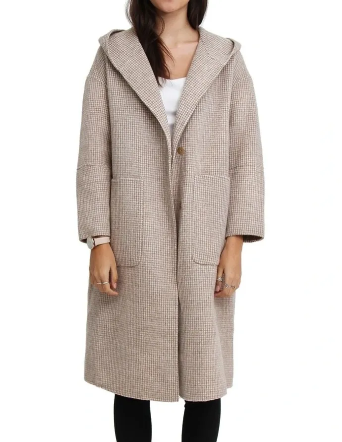 Belle & Bloom Walk This Way Wool Blend Beige Oversized Coat