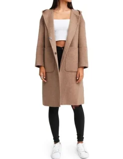 Belle & Bloom Walk This Way Wool Blend Oversized Coat Oat