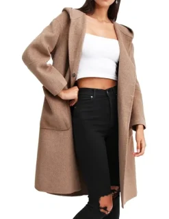 Belle & Bloom Walk This Way Wool Blend Oversized Coat Oat