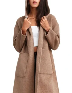 Belle & Bloom Walk This Way Wool Blend Oversized Coat Oat