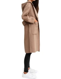 Belle & Bloom Walk This Way Wool Blend Oversized Coat Oat