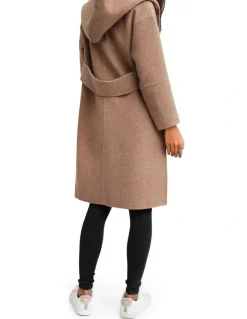 Belle & Bloom Walk This Way Wool Blend Oversized Coat Oat