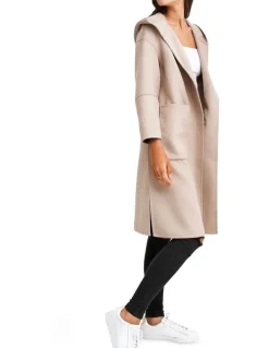 Belle & Bloom Walk This Way Sand Wool Blend Oversized Coat