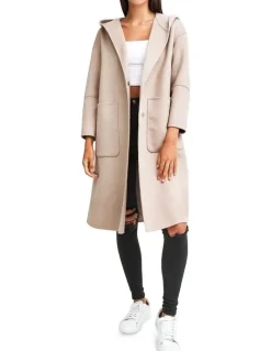 Belle & Bloom Walk This Way Sand Wool Blend Oversized Coat