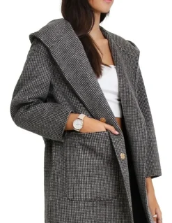 Belle & Bloom Walk This Way Wool Blend Black/White Oversized Coat
