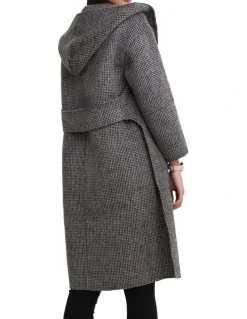 Belle & Bloom Walk This Way Wool Blend Black/White Oversized Coat