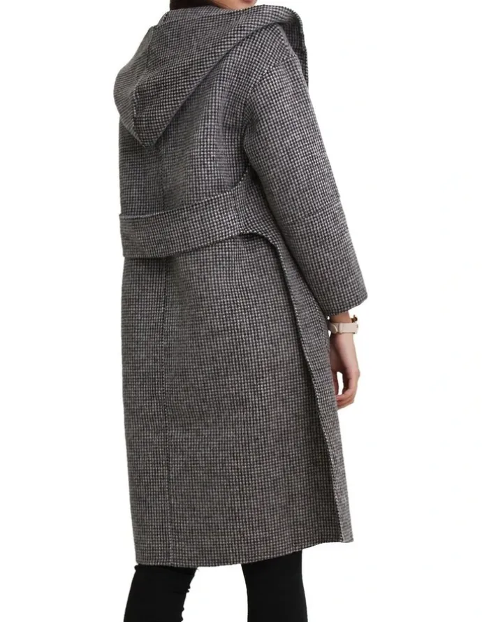 Belle & Bloom Walk This Way Wool Blend Black/White Oversized Coat