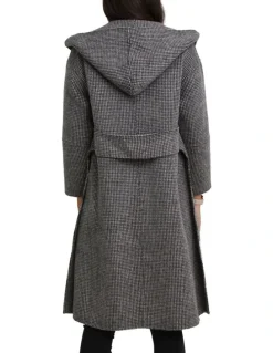 Belle & Bloom Walk This Way Wool Blend Black/White Oversized Coat
