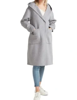 Belle & Bloom Walk This Way Wool Blend Oversized Coat in Grey