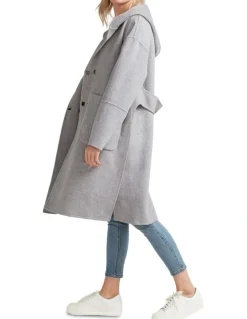 Belle & Bloom Walk This Way Wool Blend Oversized Coat in Grey