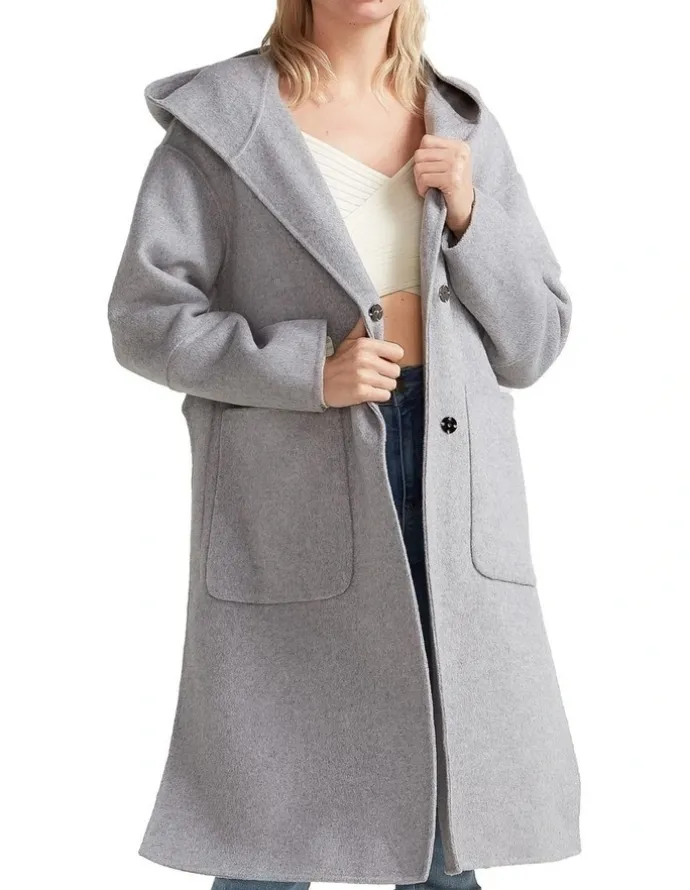 Belle & Bloom Walk This Way Wool Blend Oversized Coat in Grey