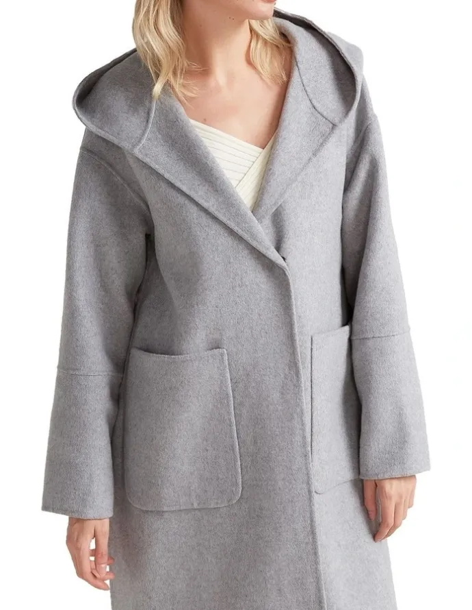 Belle & Bloom Walk This Way Wool Blend Oversized Coat in Grey