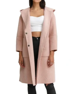 Belle & Bloom Walk This Way Blush Wool Blend Oversized Coat