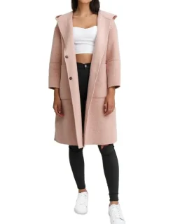 Belle & Bloom Walk This Way Blush Wool Blend Oversized Coat