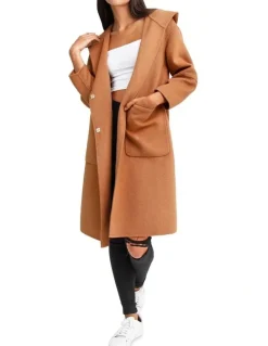 Belle & Bloom Walk This Way Camel Wool Blend Oversized Coat
