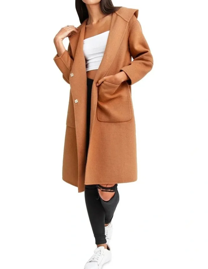 Belle & Bloom Walk This Way Camel Wool Blend Oversized Coat