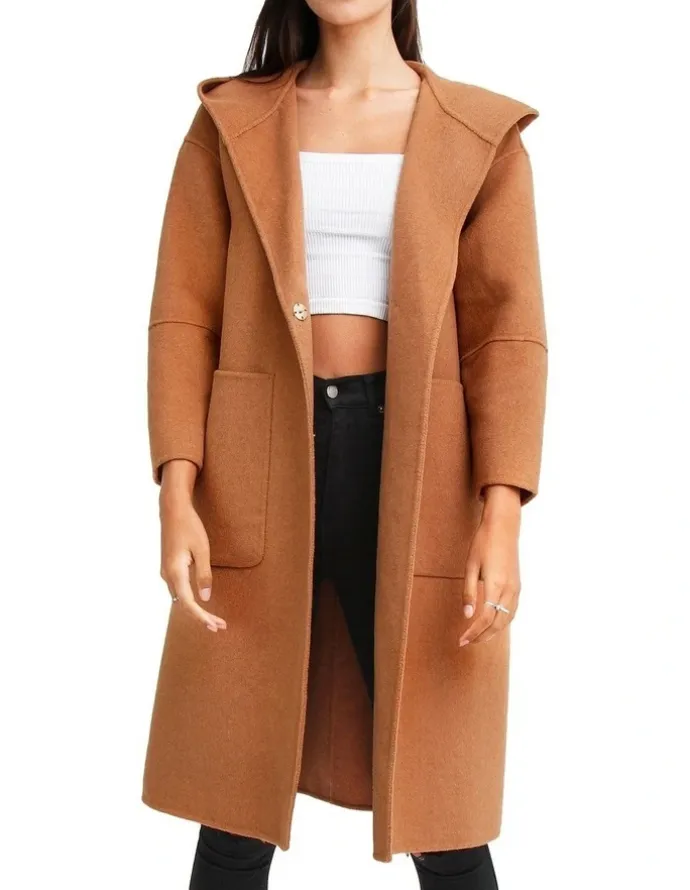 Belle & Bloom Walk This Way Camel Wool Blend Oversized Coat