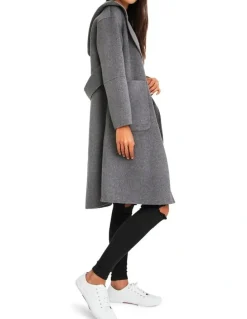 Belle & Bloom Walk This Way Wool Blend Oversized Coat in Dark Grey