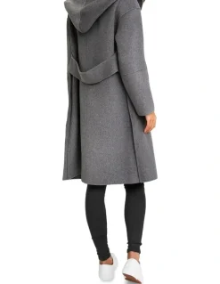Belle & Bloom Walk This Way Wool Blend Oversized Coat in Dark Grey