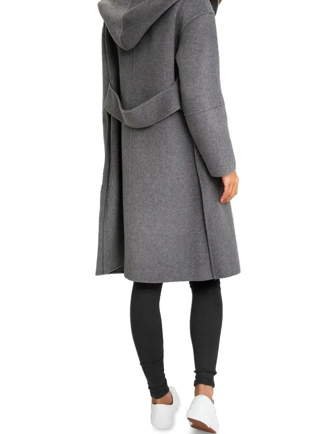 Belle & Bloom Walk This Way Wool Blend Oversized Coat in Dark Grey