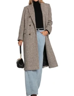 Belle & Bloom Wherever I Go Tweed Coat in Brown