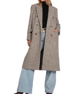 Belle & Bloom Wherever I Go Tweed Coat in Brown
