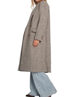 Belle & Bloom Wherever I Go Tweed Coat in Brown
