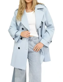 Belle & Bloom Whispers of Verona Trench Coat in Sky Blue