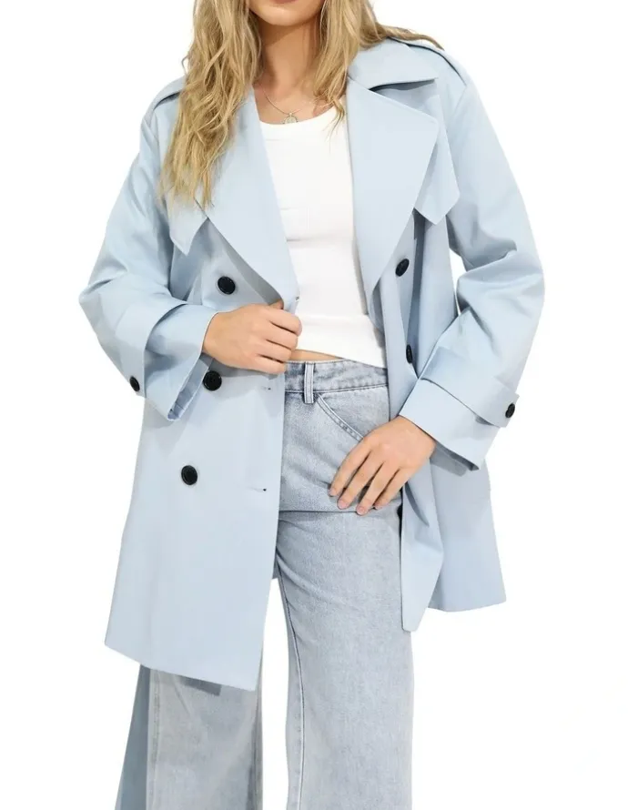 Belle & Bloom Whispers of Verona Trench Coat in Sky Blue