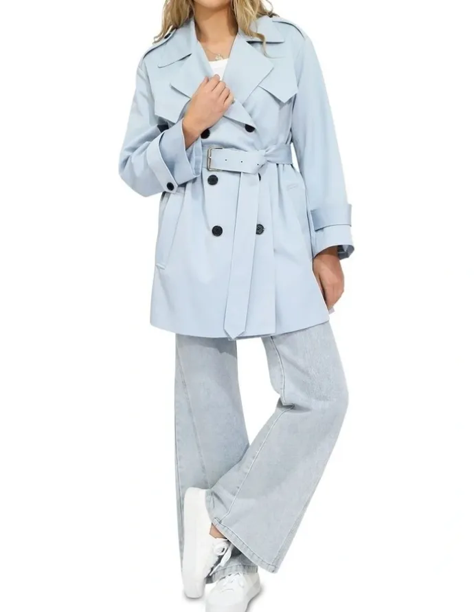 Belle & Bloom Whispers of Verona Trench Coat in Sky Blue