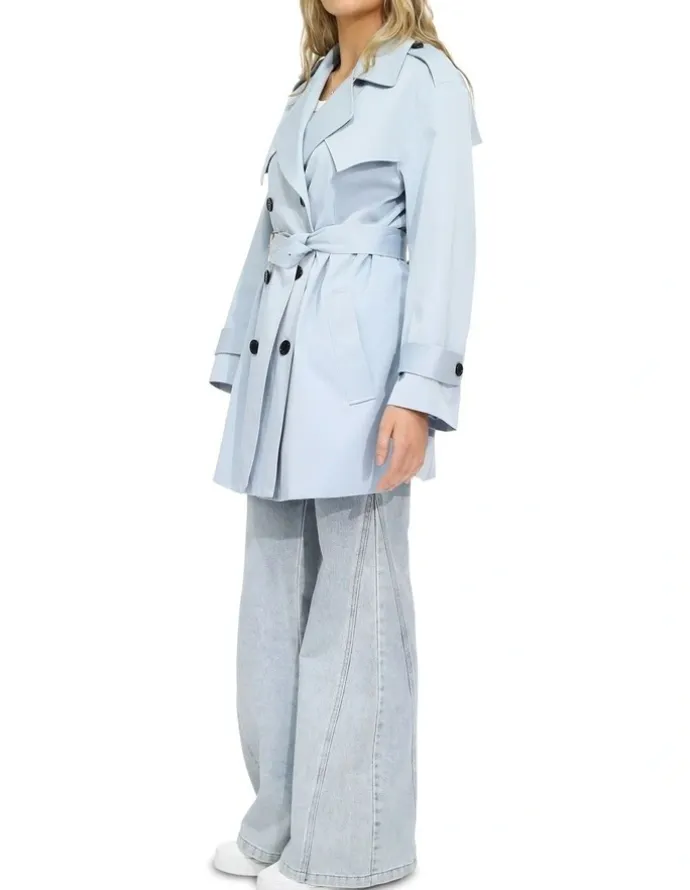 Belle & Bloom Whispers of Verona Trench Coat in Sky Blue
