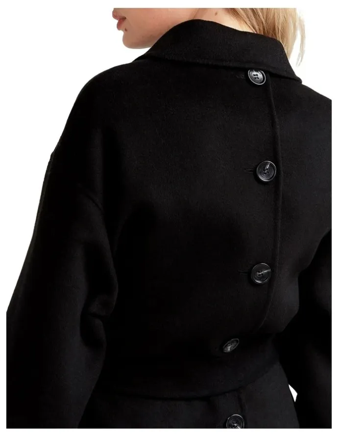 Belle & Bloom Wide Awake Split Hem Overcoat in Black
