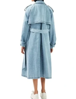 Belle & Bloom Wild Skies Denim Trench in Stonewash