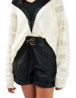 Belle & Bloom Wilder Days Vegan Leather Shorts in Black