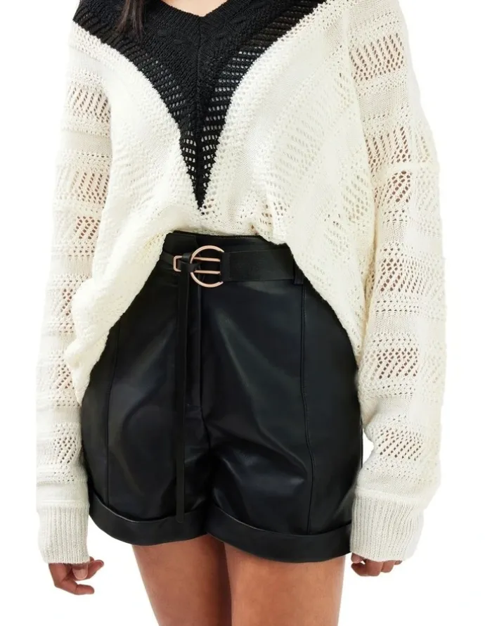 Belle & Bloom Wilder Days Vegan Leather Shorts in Black