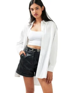 Belle & Bloom Wilder Days Vegan Leather Shorts in Black