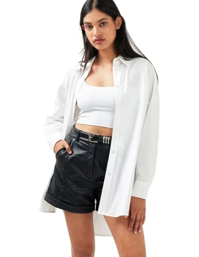 Belle & Bloom Wilder Days Vegan Leather Shorts in Black