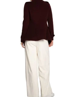 Belle & Bloom Wool Blend Moto Coat in Burgundy