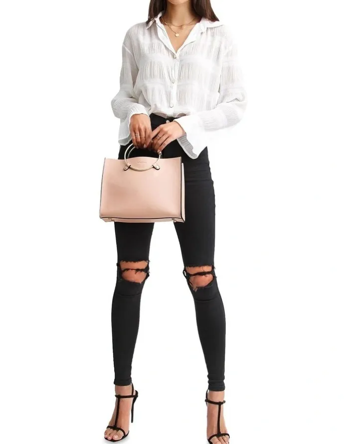 Belle & Bloom Yoko Shirred Cream Chiffon Blouse in Cream