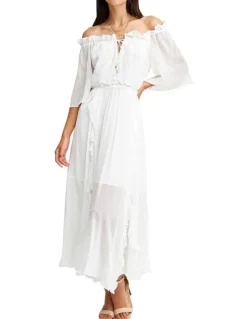 Belle & Bloom Amour Amour Ruffled Maxi Dress in White