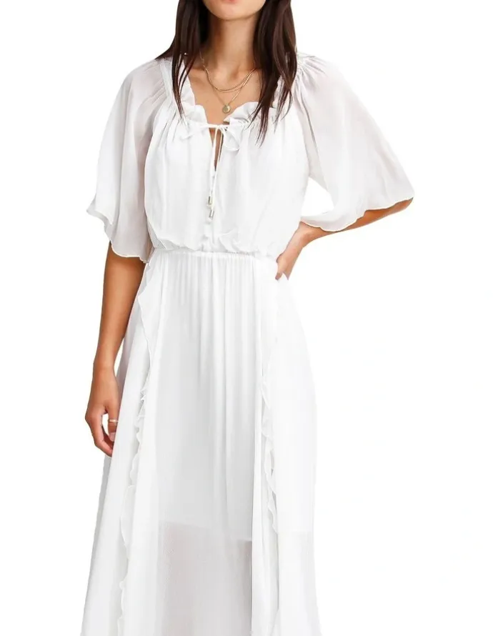 Belle & Bloom Amour Amour Ruffled Maxi Dress in White