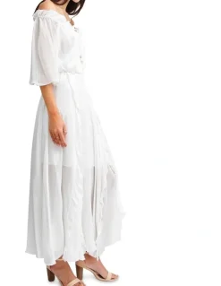 Belle & Bloom Amour Amour Ruffled Maxi Dress in White